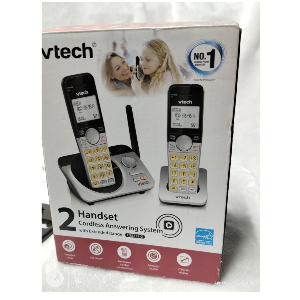 VTech CS5229-2 Cordless Phone w Answering Machine 2 Handset Untested As is‎